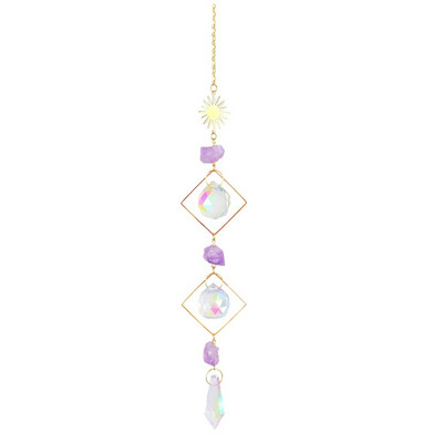 Aura Cristal Moonphase Suncatcher Fereastra Light Catcher Prism Celestial Rainbow Maker Soare, Lună și Stele Witchy Gift Home Decor