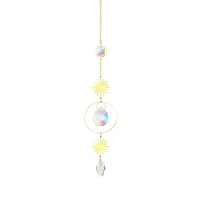 Aura Cristal Moonphase Suncatcher Fereastra Light Catcher Prism Celestial Rainbow Maker Soare, Lună și Stele Witchy Gift Home Decor
