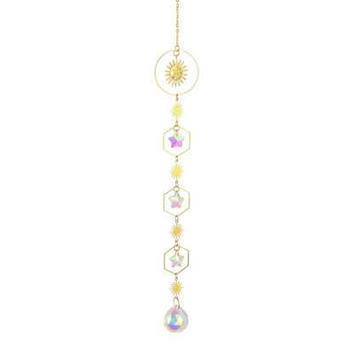 Aura Cristal Moonphase Suncatcher Fereastra Light Catcher Prism Celestial Rainbow Maker Soare, Lună și Stele Witchy Gift Home Decor