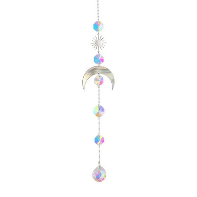 Aura Cristal Moonphase Suncatcher Fereastra Light Catcher Prism Celestial Rainbow Maker Soare, Lună și Stele Witchy Gift Home Decor