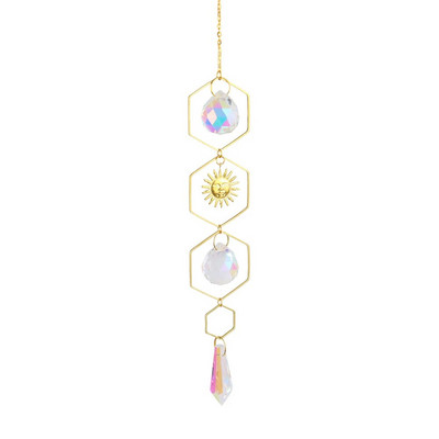 Aura Cristal Moonphase Suncatcher Fereastra Light Catcher Prism Celestial Rainbow Maker Soare, Lună și Stele Witchy Gift Home Decor