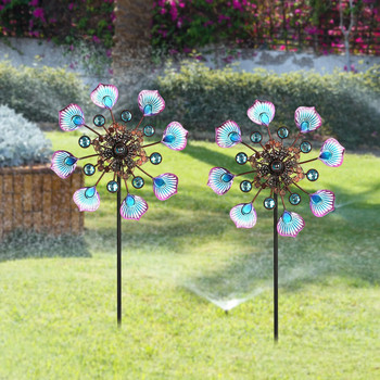 Κήπος Ανεμόμυλος Peacock Tail Rotary Wind Spinners Διακοσμητικά Stakes Pinwheels Διακόσμηση για Παιδικά Δώρα Αίθριο Αυλής