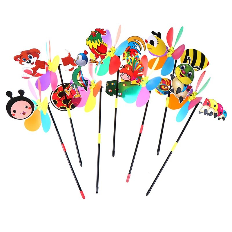 Spalvinga animacinių filmų gyvūnų vėjo malūnėlis vėjo suktukas namų sodo kiemo lauko dekoras
