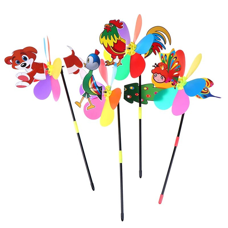 Spalvinga animacinių filmų gyvūnų vėjo malūnėlis vėjo suktukas namų sodo kiemo lauko dekoras
