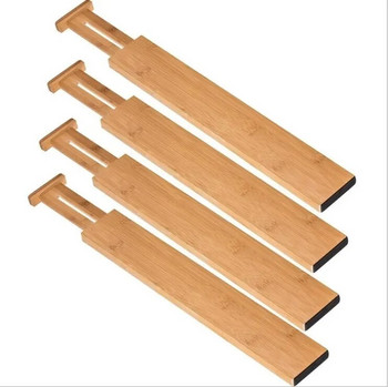 Бамбукова разширяема лента Бамбукова преграда за чекмеджета Разширяема преграда за чекмеджета Удобна организация на бамбуков разделител за чекмеджета
