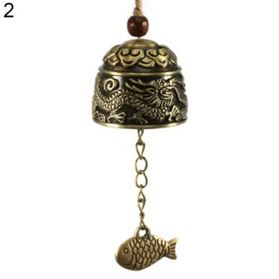 Clopoței de vânt sculptat de epocă, clopot de cupru, model de pește chinezesc, binecuvântare, binecuvântare, noroc, agățat, clopoțel de vânt, decorare pentru grădină