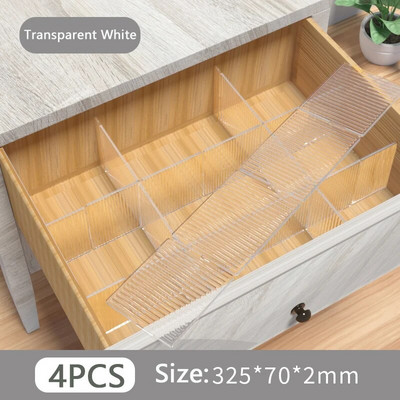 4 DB Fiókosztó Állítható Szabad Kombinált Válaszfal Tároló Polcok Ruhásszekrény Szekrény Elválasztó Fehérnemű Zokni Tárolás