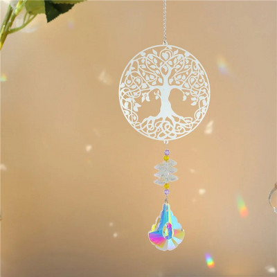 Kristalni hvatač sunca Prizme Viseći Rainbow Chaser Window Chimes Drvo života Auto Art Viseći privjesak Dekoracija kućnog vrta
