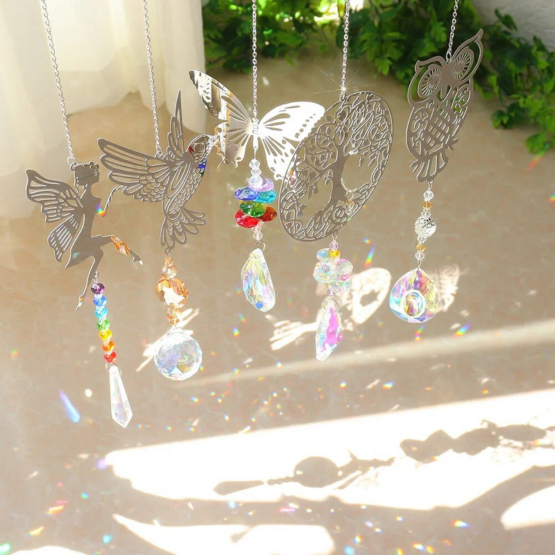 Kristalni hvatač sunca Prizme Viseći Rainbow Chaser Window Chimes Drvo života Auto Art Viseći privjesak Dekoracija kućnog vrta