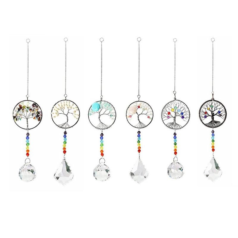 1PC Crystal Tree of Life Catchers Crystals Ball Privjesak Rainbow Maker Viseći Suncatcher Ukras za prozore Dekoracija kućnog vrta