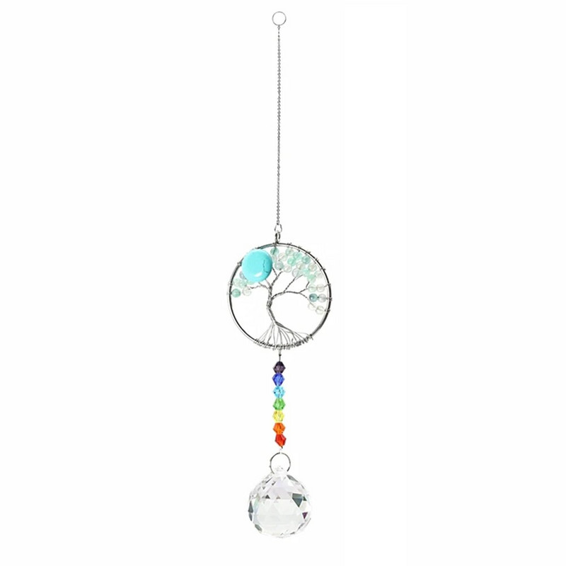 1PC Crystal Tree of Life Catchers Crystals Ball Privjesak Rainbow Maker Viseći Suncatcher Ukras za prozore Dekoracija kućnog vrta