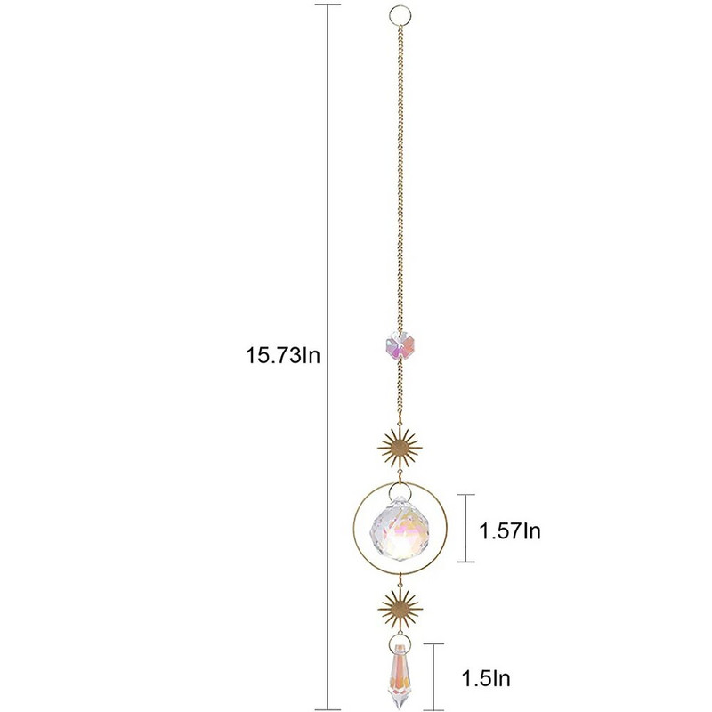 Crystal Moonphase Sun Catcher Stiklinis kabantis saulės gaudytojas pakabukas Rainbow Maker Ornamentas namų biuro sodo dekoravimui Dovana