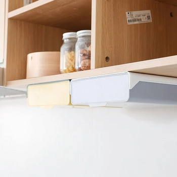 Κρυφός κρεμαστός αποθηκευτικός χώρος Συρτάρι κουζίνας Κουτί αποθήκευσης Διάτρηση χωρίς κάτω από το τραπέζι Αυτοκόλλητη συρταριέρα θήκη πιρουνιού Δίσκος κουταλιού