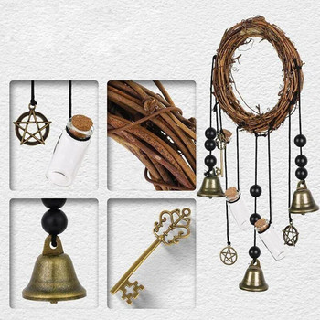 Witch Wind Chimes Wiccan Magic Wind Chimes Witch Bells Protection Door ​Hangers for Home Door Handmade Hanging Witch Bells