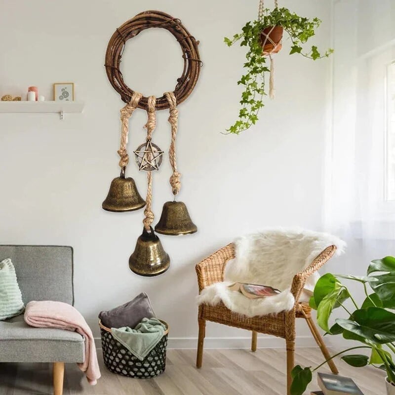 Boszorkány szélcsengő Wiccan Magic szélcsengő Boszorkányharang védő ajtóakasztók otthoni ajtókhoz Kézzel készített függő boszorkányharangok