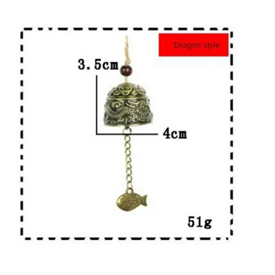 Clopoței de vânt sculptat de epocă, clopot de cupru, decor de grădină, clopoțel de vânt, agățat în aer liber, ornament pentru templu, în stil chinezesc