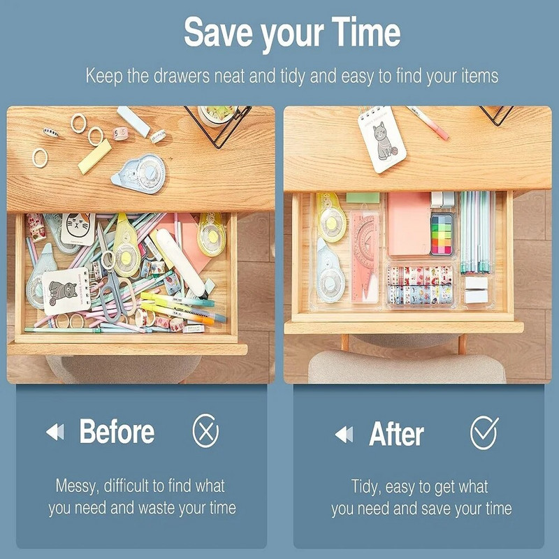 Rašomojo stalo stalčių laikikliai Skaidrūs daugiafunkciniai tualeto ir vonios stalčiai plastikiniai makiažo laikymo stalčiai Dėžutės organizatorių padėklai