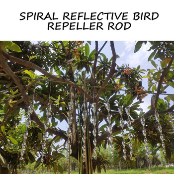 12 τμχ Περιστρεφόμενη ανακλαστική απωθητική ράβδο πουλιών Σπειροειδής ανεμογεννήτρια αποτρεπτική συσκευή ελέγχου Agricultural Scare Bird Ornaments Garden Decor