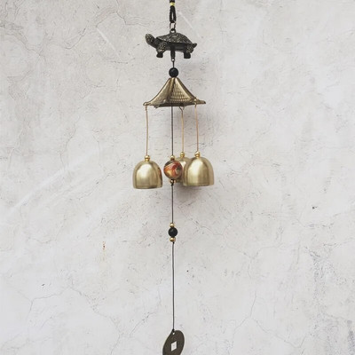 Living în aer liber Win Decor oriental pentru curte în aer liber, metal antic, 1 buc, clopoței de vânt din metal, clopoței de cupru, grădină chinezească norocos