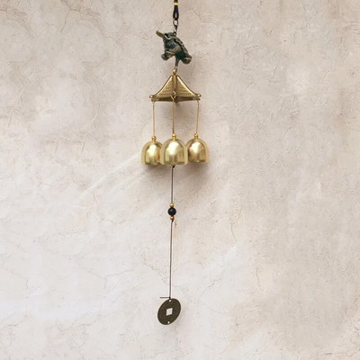 Living în aer liber Win Decor oriental pentru curte în aer liber, metal antic, 1 buc, clopoței de vânt din metal, clopoței de cupru, grădină chinezească norocos