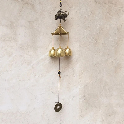 Living în aer liber Win Decor oriental pentru curte în aer liber, metal antic, 1 buc, clopoței de vânt din metal, clopoței de cupru, grădină chinezească norocos