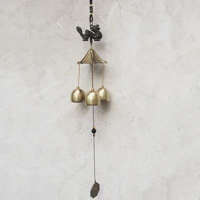 Living în aer liber Win Decor oriental pentru curte în aer liber, metal antic, 1 buc, clopoței de vânt din metal, clopoței de cupru, grădină chinezească norocos