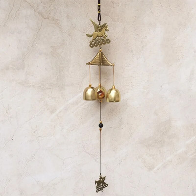 Living în aer liber Win Decor oriental pentru curte în aer liber, metal antic, 1 buc, clopoței de vânt din metal, clopoței de cupru, grădină chinezească norocos