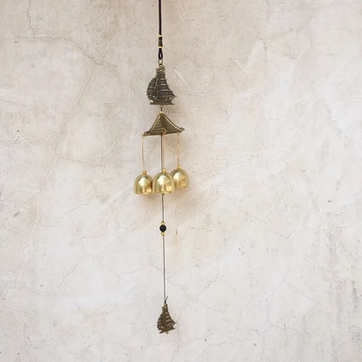 Living în aer liber Win Decor oriental pentru curte în aer liber, metal antic, 1 buc, clopoței de vânt din metal, clopoței de cupru, grădină chinezească norocos