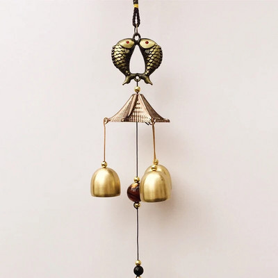 Living în aer liber Win Decor oriental pentru curte în aer liber, metal antic, 1 buc, clopoței de vânt din metal, clopoței de cupru, grădină chinezească norocos