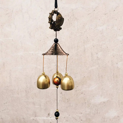 Living în aer liber Win Decor oriental pentru curte în aer liber, metal antic, 1 buc, clopoței de vânt din metal, clopoței de cupru, grădină chinezească norocos