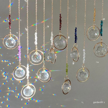 Crystal Prism Suncatcher Стъклена призма Улавяща светлина Rainbow Maker Висулка за завеси Wind Chimes Прозорец на хола Craft Decor
