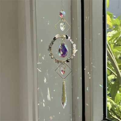 Prismă de cristal Suncatcher Prismă de sticlă de prindere a luminii Produs de curcubeu Perdele pandantiv Clopote de vânt pentru fereastră de living Decor manual