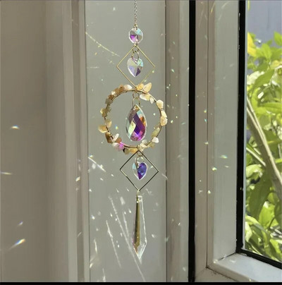 Prismă de cristal Suncatcher Prismă de sticlă de prindere a luminii Produs de curcubeu Perdele pandantiv Clopote de vânt pentru fereastră de living Decor manual