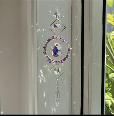 Prismă de cristal Suncatcher Prismă de sticlă de prindere a luminii Produs de curcubeu Perdele pandantiv Clopote de vânt pentru fereastră de living Decor manual