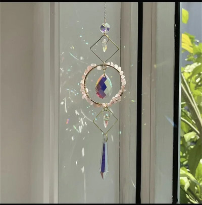 Prismă de cristal Suncatcher Prismă de sticlă de prindere a luminii Produs de curcubeu Perdele pandantiv Clopote de vânt pentru fereastră de living Decor manual