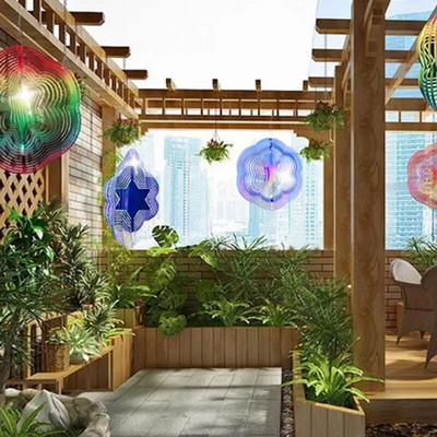 Hexagram Shiny ABS Wind Spinner 3D Wind Catcher Въртяща се камбанка за вятър за градински балкон Декорация за декорация на дома Подарък