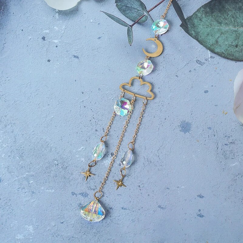 Suncatcher Kabantys Kristalai Pakabukas Vaivorykštė Prisma Vitražas Fėja langas Vėjo varpeliai Automobilių žavesys Dekoras Menas Amatai