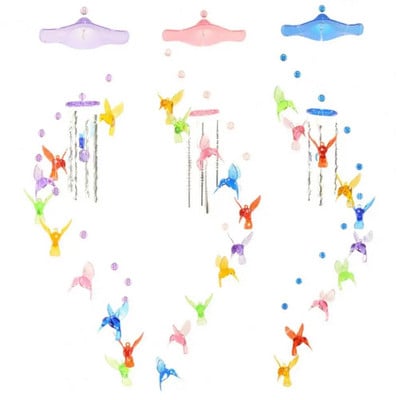 Lucky Humming Bird Wind Chime Камбанка Цветен мобилен пластмасов Windshime Колибри Градинско украшение Домашен декор