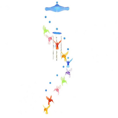 Colibri norocos, clopoțel, clopoțel de vânt mobil, colorat, din plastic, colibri, ornament de grădină, decor pentru casă