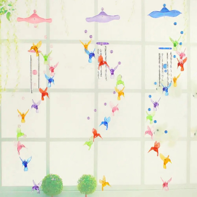 Lucky Humming Bird vėjo varpelis Spalvingas mobilus plastikinis vėjo varpelis Kolibriai sodo papuošalai namų dekoravimui