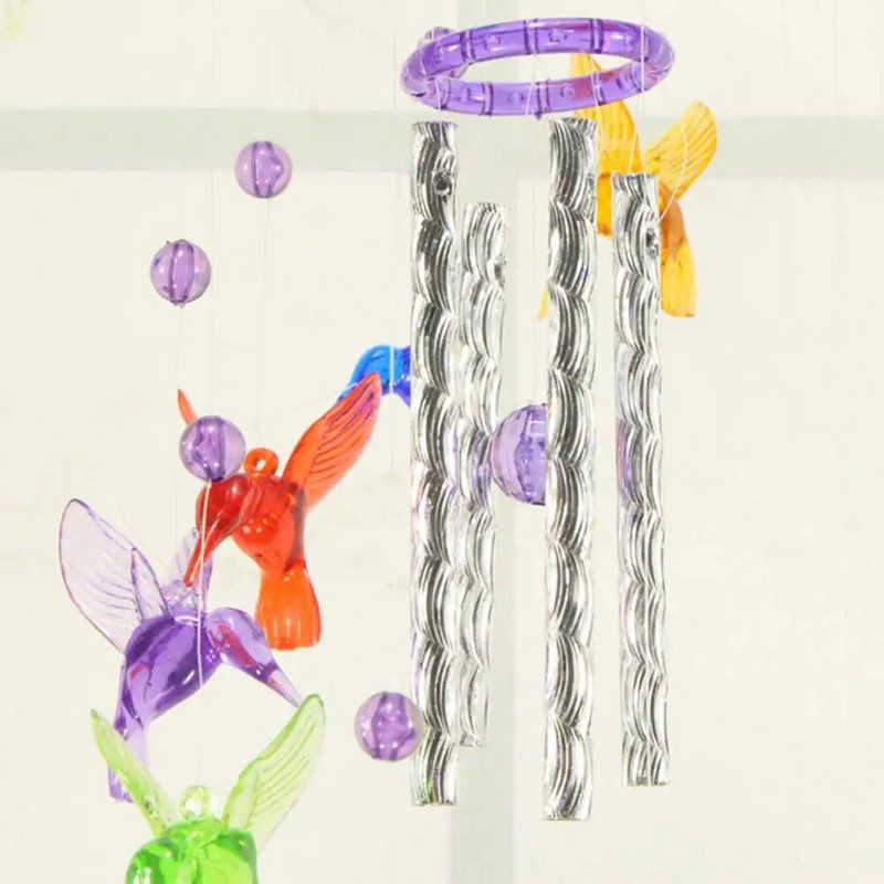 Lucky Humming Bird vėjo varpelis Spalvingas mobilus plastikinis vėjo varpelis Kolibriai sodo papuošalai namų dekoravimui