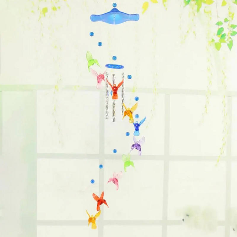 Lucky Humming Bird vėjo varpelis Spalvingas mobilus plastikinis vėjo varpelis Kolibriai sodo papuošalai namų dekoravimui