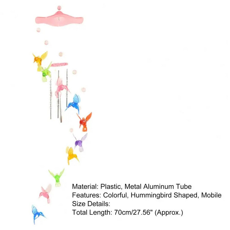 Lucky Humming Bird vėjo varpelis Spalvingas mobilus plastikinis vėjo varpelis Kolibriai sodo papuošalai namų dekoravimui