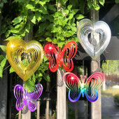 3D inimă respingător de păsări Spinner clopoței de vânt agățat decorațiuni reflectorizant sperietor ornament de agățat decor pentru grădină în aer liber