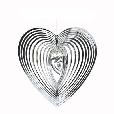 3D inimă respingător de păsări Spinner clopoței de vânt agățat decorațiuni reflectorizant sperietor ornament de agățat decor pentru grădină în aer liber