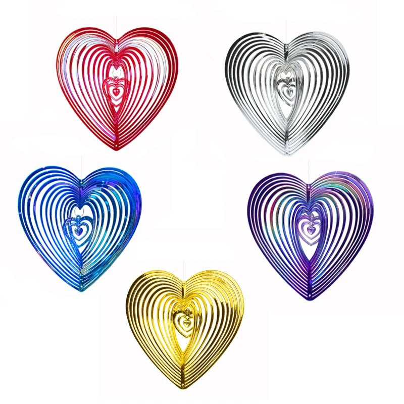 3D Širdies paukščių atbaidymo suktukas Vėjo varpeliai Kabantys Dekoracijos Atspindintys gąsdintuvai Kabantys Ornamentas Lauko sodo puošmena