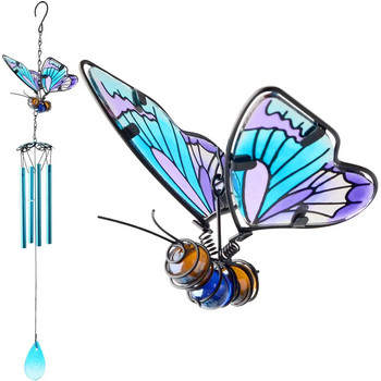Нов креативен модел на пеперуда Метални стъклени рисувани триизмерни пеперуди Желязни занаяти Вятърни камбанки Висящи висулки Hogar
