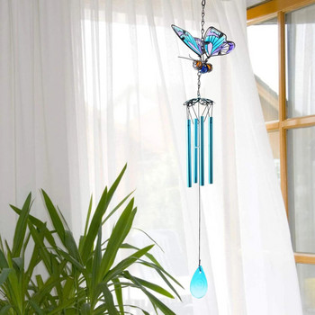Νέο δημιουργικό μοτίβο πεταλούδας μεταλλικό γυαλί βαμμένο τρισδιάστατο με πεταλούδα σίδερο χειροτεχνία Wind Chimes Κρεμαστά μενταγιόν Hogar