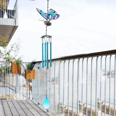 Нов креативен модел на пеперуда Метални стъклени рисувани триизмерни пеперуди Желязни занаяти Вятърни камбанки Висящи висулки Hogar