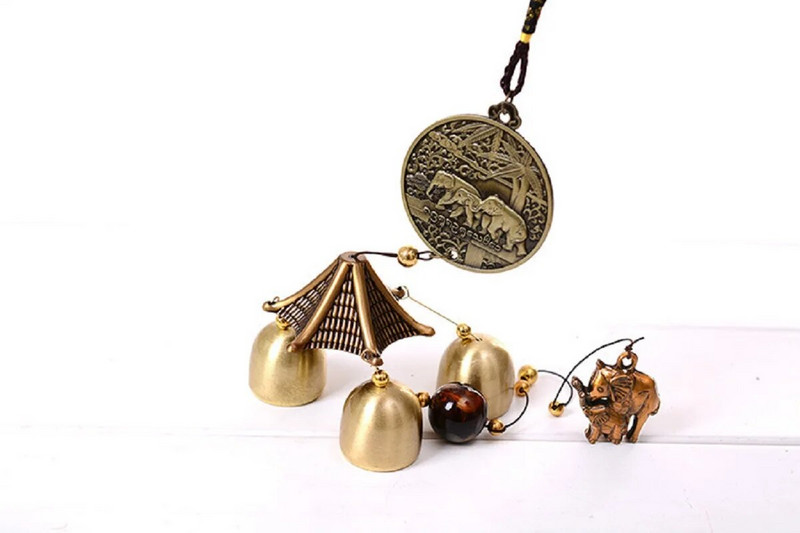 Metal Lucky Wind Chimes Antikni bakreni privjesak Ukras za vrata Zvono od legure Feng Shui privjesak Gradska kuća Lucky Cat Shop Zvono